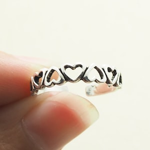 Zierlicher Herz Hand Ring, Sterling Silber Ring, Liebesring, Herz Schmuck, Verstellbarer Zehenring / TO33