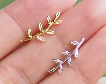 925 Silver Olive Leaf Ear Climber Earrings Vine Earrings Leaf Earrings, ear sweep / EE25