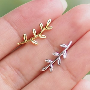 925 Silver Olive Leaf Ear Climber Earrings Vine Earrings Leaf Earrings, ear sweep / EE25