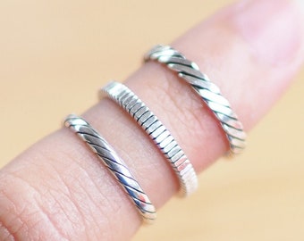 Eenvoudige touwteenring, Sterling zilveren teenring, kettingteenring, minimalistische ring, verstelbare teenring, Midi-ring / TO41-3