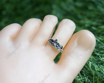 Flower blossom Toe ring, Sterling silver Toe ring, Boho toe ring, Flower ring, Adjustable toe ring / TO1