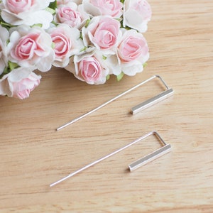 Long Bar Threader Earrings, Bar earrings, Long stem earrings, Minimalist Jewelry, Geometric Jewelry, Gift for her / CTD41