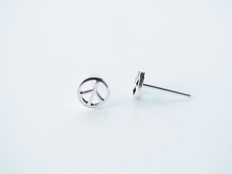 7 mm Peace stud Earrings Hippy Boho Earrings Peace Jewelry Minimalist earrings BD88