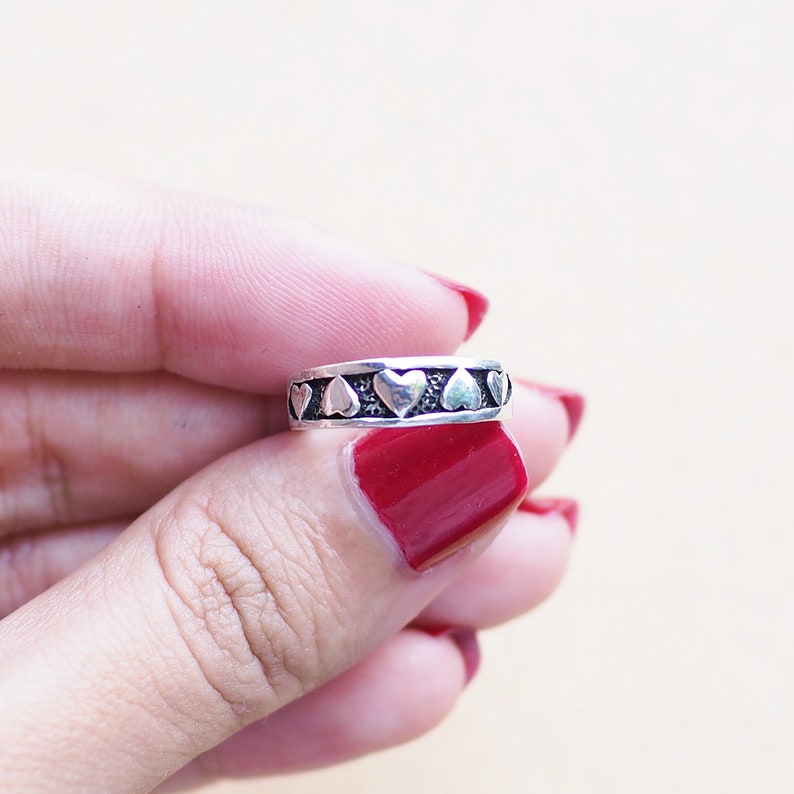 Adjustable toe ring TR78 Sterling silver Toe ring Heart jewelry Dainty Heart toe ring Love ring
