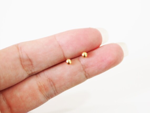 3 mm Tiny Gold Plated Dot ball Earrings, Simple everyday Jewelry, Minimalist earrings / BD299
