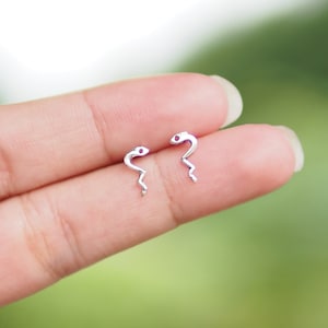 Simple Snake Stud Earrings, Serpent Earrings, Sperm Earrings, Gift idea /BD107P