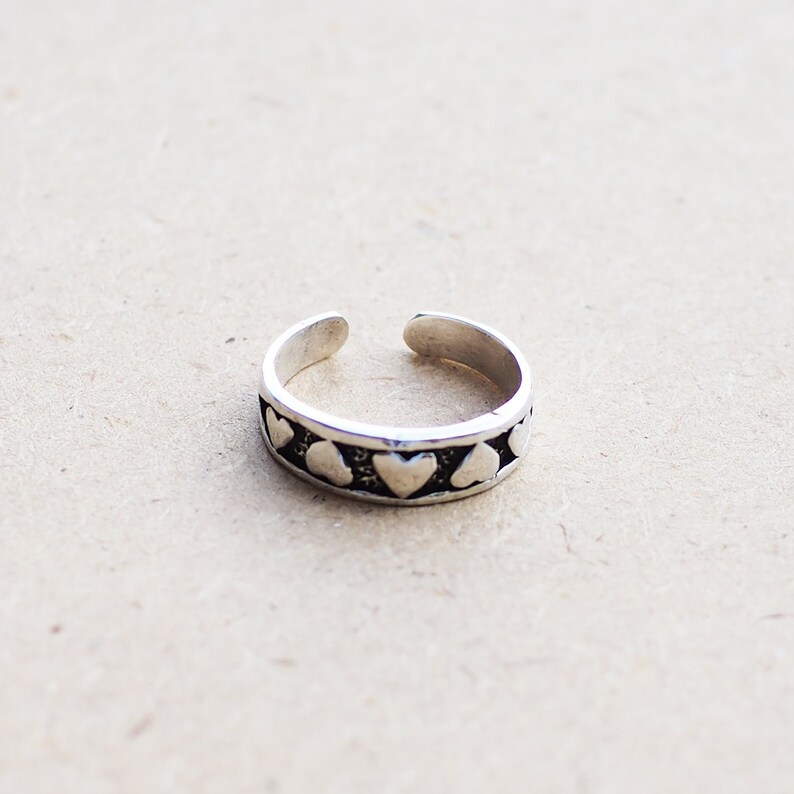 Adjustable toe ring TR78 Sterling silver Toe ring Heart jewelry Dainty Heart toe ring Love ring