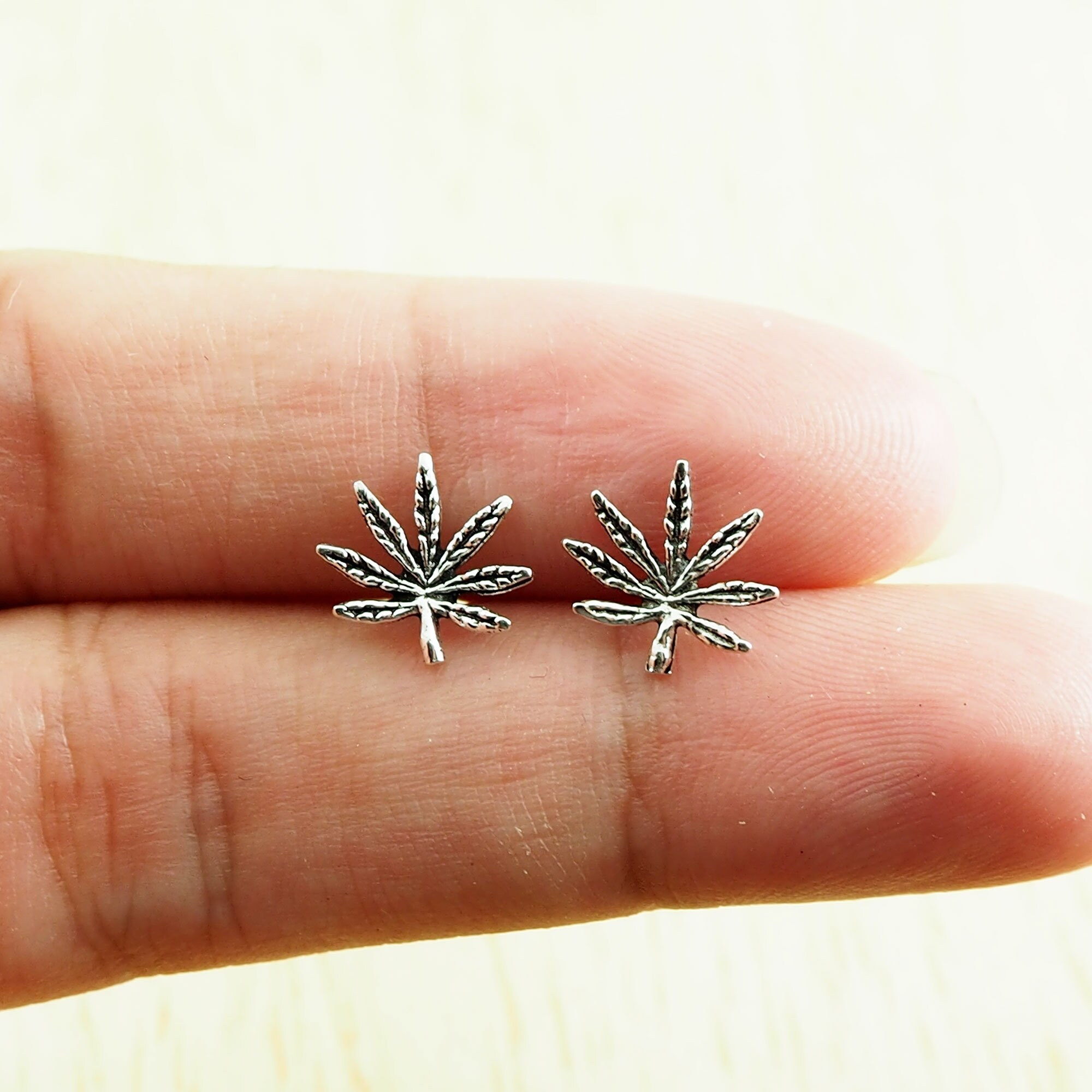 Marijuana Stud Earrings Cannabis Weed Earrings Leaf Jewelry Stay High Weed jewelry Sterling silver earrings, Gift idea / Q52