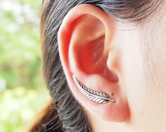 Leaf Ear climber Earrings, Leaf Earrings, Ear crawler, Gift for her, Christmas gift / EE24