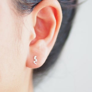 Sterling silver Snake Stud Earrings Serpent Cobra snake Earrings Animal Earrings / BD152