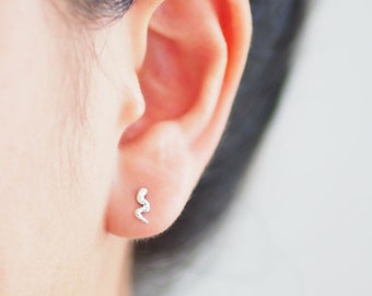 Sterling silver Snake Stud Earrings Serpent Cobra snake Earrings Animal Earrings / BD152