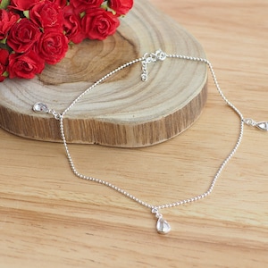 Sterling silver Cubic Zirzonia Anklet, CZ Anklet, Summer Beach Jewelry, Wedding Jewelry, Gift  idea / AK4