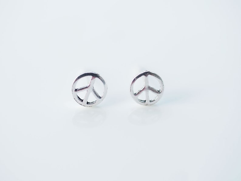 7 mm Peace stud Earrings Hippy Boho Earrings Peace Jewelry Minimalist earrings BD88