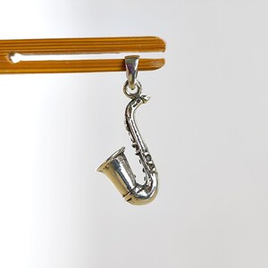 3D Saxophone 925 sterling silver pendant, music pendant, saxophone jewelry, musical instrument  for music lover [PE001M1]