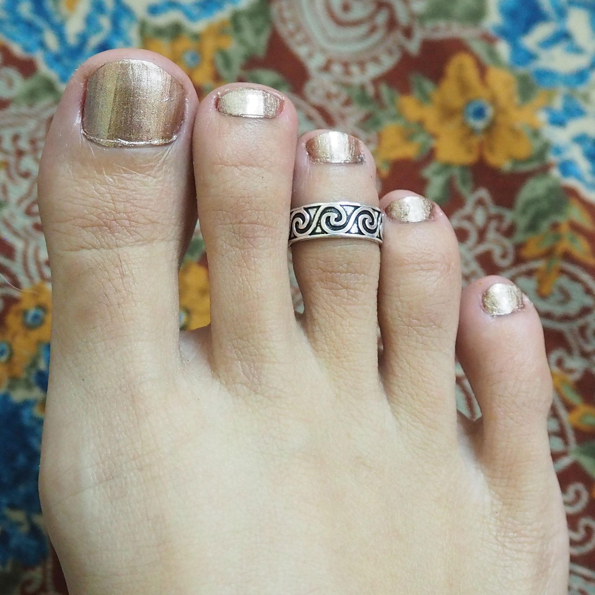 Ocean Wave Toe Ring Sterling Silver Toe Ring Adjustable Toe Etsy