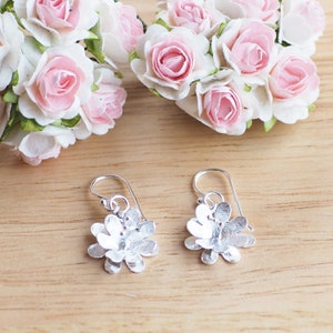Dainty Flower Dangle Earrings, Camellia flower Earrings, Bridesmaid Gift, Gift for her, Wedding jewelry / DE53