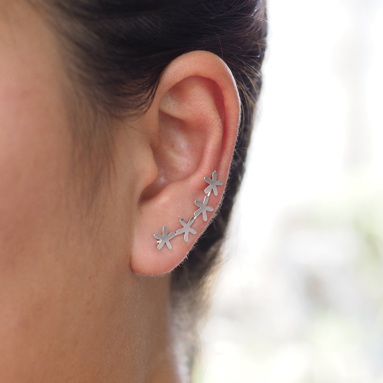 Flower Ear Climber Earrings Dainty Earrings Gift for her Etsy