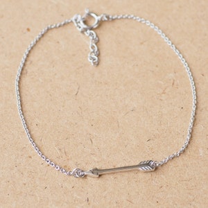 Sterling Silver Arrow Bracelet, Boho Bracelet, Arrow Jewelry,  7&quot; bracelet, Woman bracelet, Gift for her /BR19