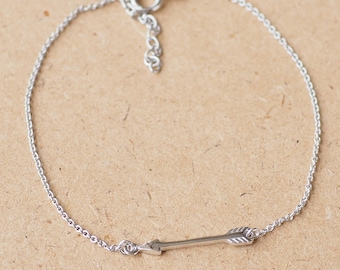 Sterling Silber Pfeil Armband, Boho Armband, Pfeil Schmuck, Armband 17,8 cm, Frau Armband, Geschenk für sie /BR19