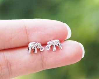Orecchini a bottone a forma di elefante in argento sterling S925 per