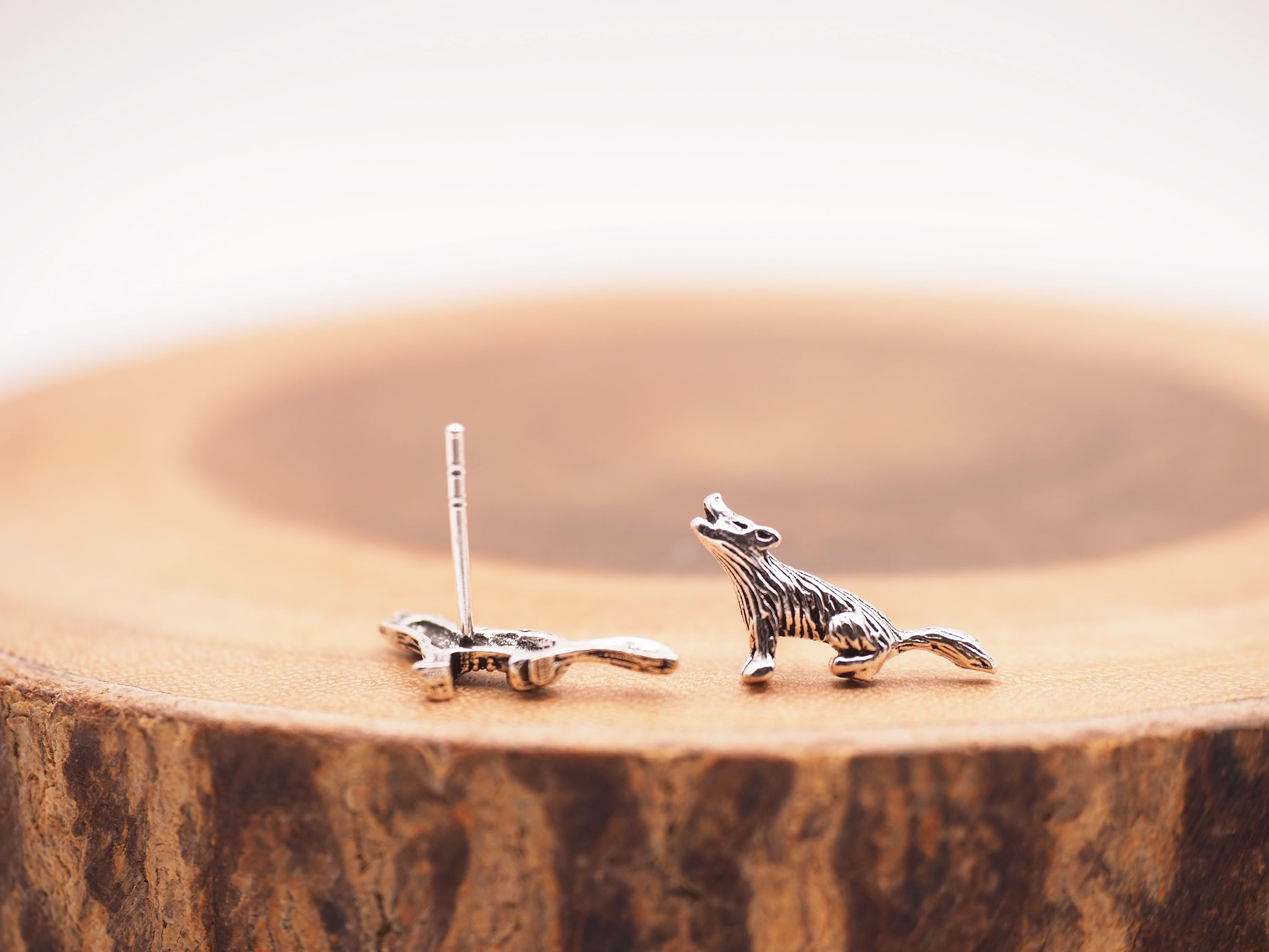 Howling Wolf Stud Earrings | Sterling Silver Wolf Earrings