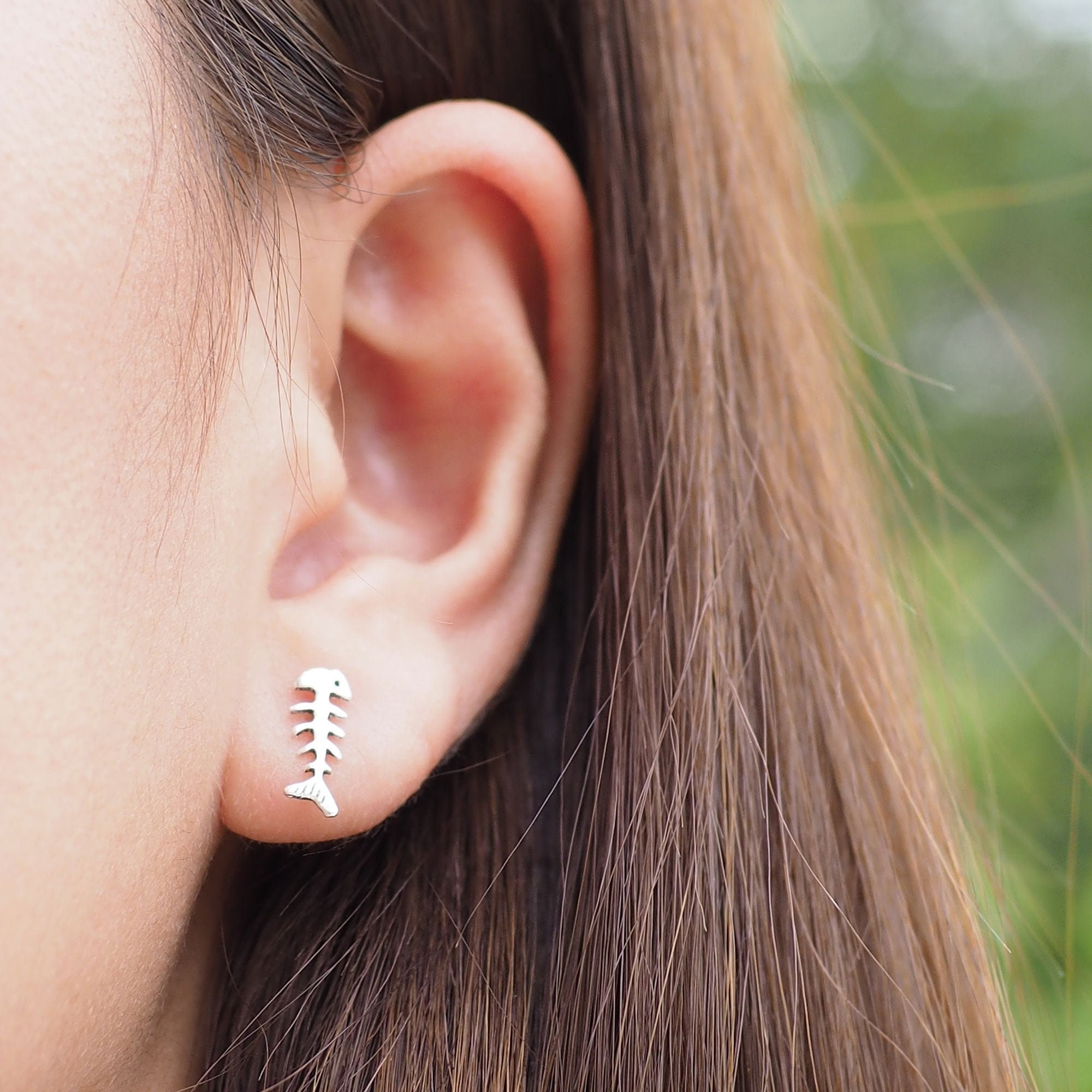 Fish Bone Stud Earrings Fish Earrings Food Earrings Gift Etsy
