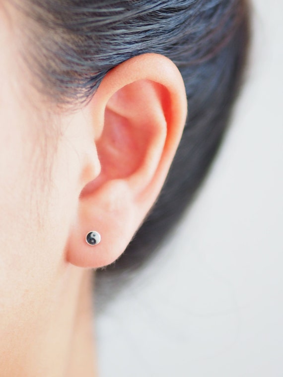 Sterling Silver Yin/Yang-5mm Post Earrings Sterling Silver Yin/Yang-5mm Post Earrings