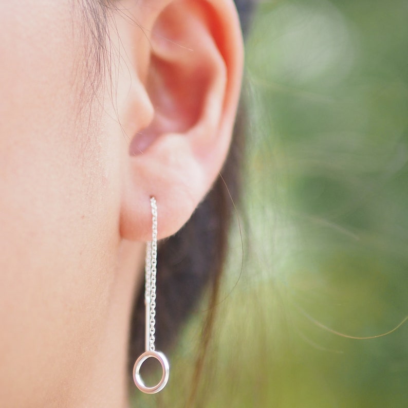 Circle Threader EarringsHoop Threader earrings Minimalist Etsy