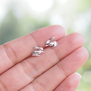 Rabbit Stud Earrings, Rabbit Jewelry, Animal Earrings, Bunny earrings, Gift idea / BD106P