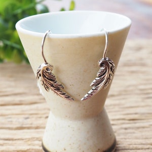 Leaf Earrings, Feather Earrings, Sterling silver dangle earrings, Leaf jewelry, Gift idea