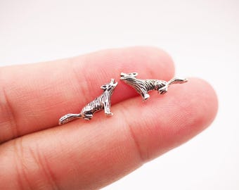 925 Sterling Silver Wolf Stud Earrings, Wolf Earrings, Dog