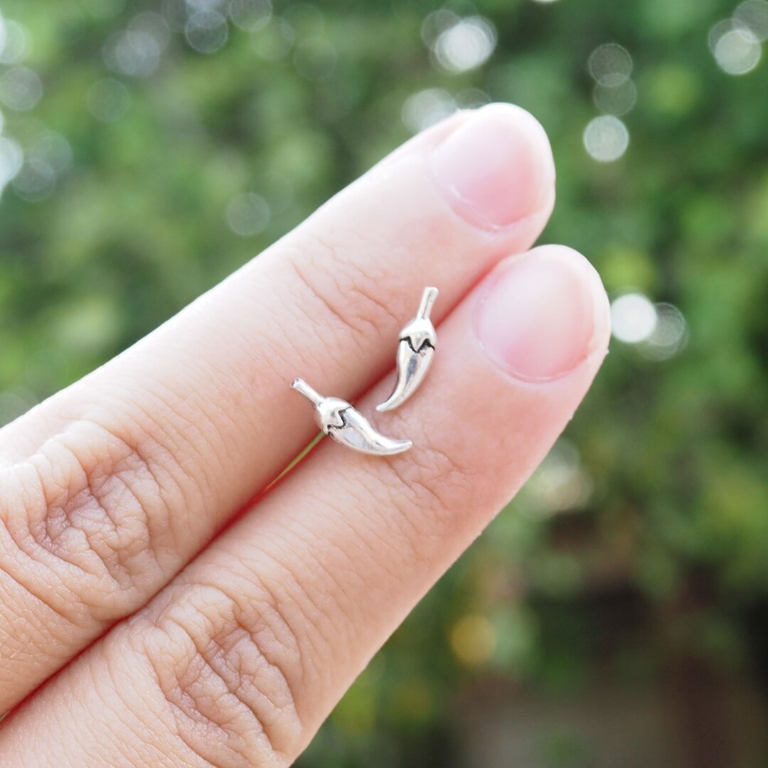 Chili Pepper Stud Earrings, Peppers Earrings, Food Jewelry, Chili