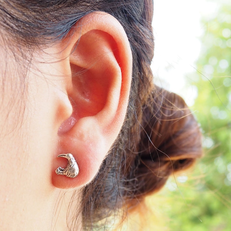 Kiwi Bird Stud Earrings Animal Earrings Flying Bird Etsy
