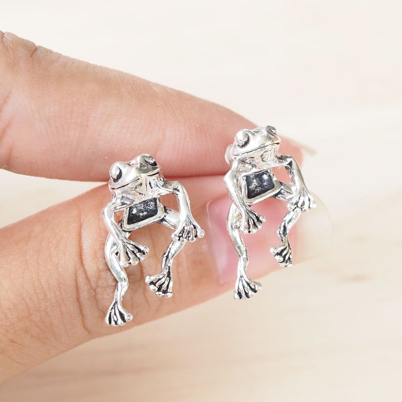 Frog Stud Earrings Frog Clinging Earrings Animal Earrings Etsy UK