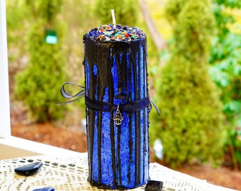 Destierro de velas del pilar de protección - Curación - Limpieza energética - Buena fortuna - Infusión de cristal y hierbas -Hecho en casa