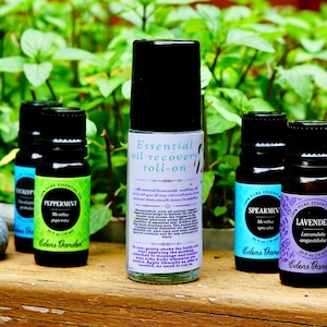 Roll-on de aceite esencial para el dolor de cabeza - Con cristales - Alivio del dolor - Recuperación - 30 ml - Casero - Totalmente natural - Orgánico