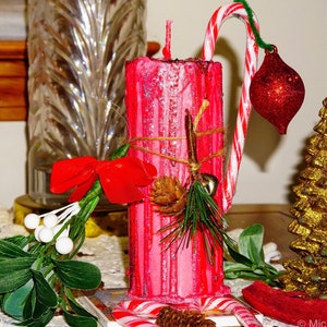 Yule Solstice Ritual Pillar Candle | Homemade Crystal & Herb Infused | All Natural, Organic, Handmade for Yule Celebrations