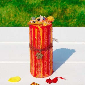 Mabon Ritual Pillar Candle, Organic Herb & Crystal Infused, Crafted for Fall Equinox Ceremony image 1