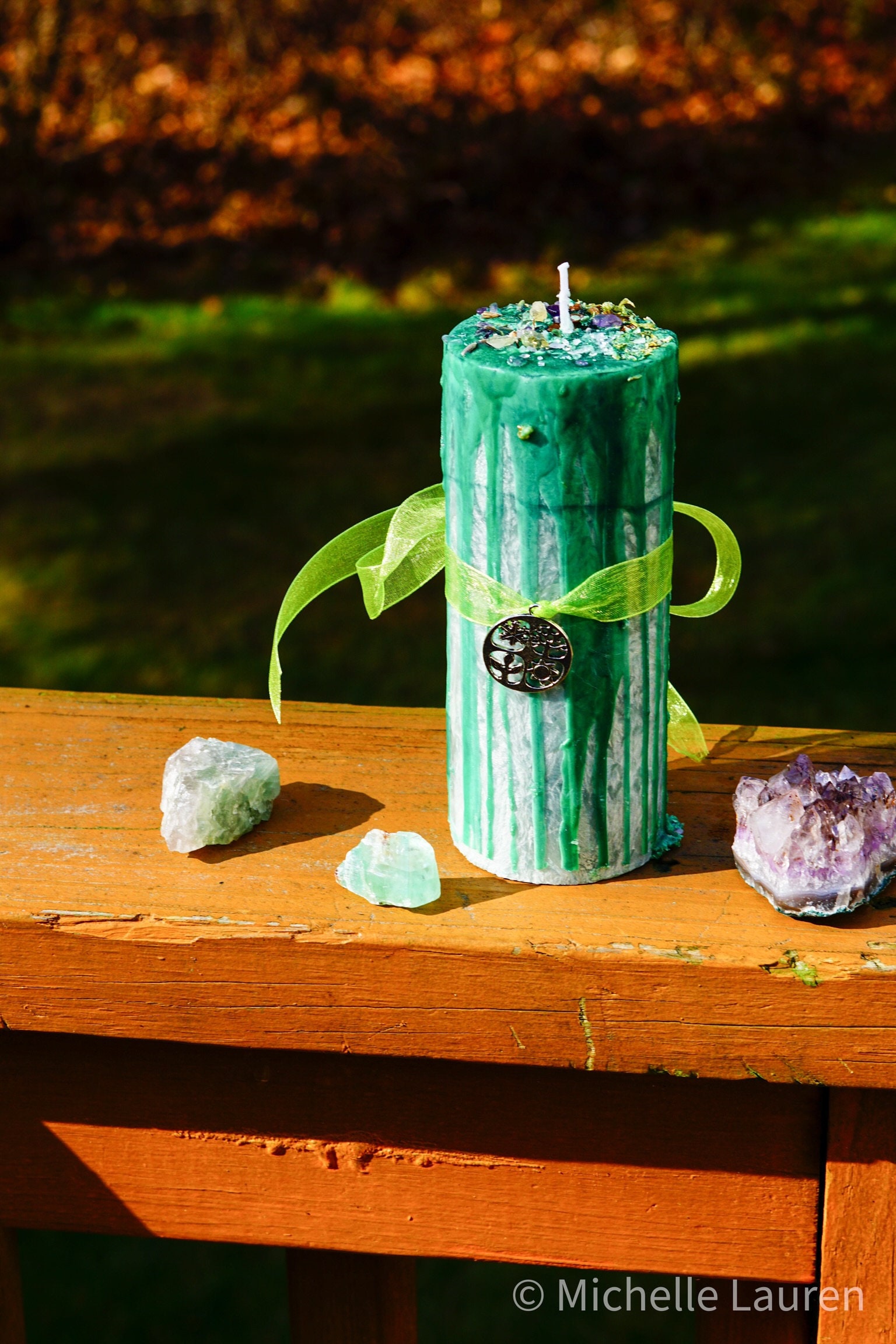 Healing Crystal Infused Pillar Candle Etsy