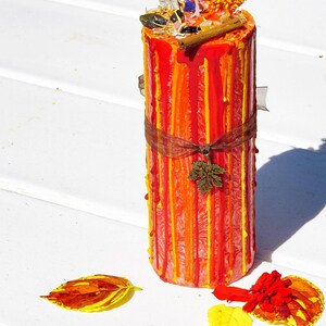 Mabon Ritual Pillar Candle, Organic Herb & Crystal Infused, Crafted for Fall Equinox Ceremony image 6