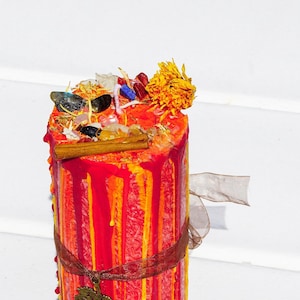 Mabon Ritual Pillar Candle, Organic Herb & Crystal Infused, Crafted for Fall Equinox Ceremony image 9