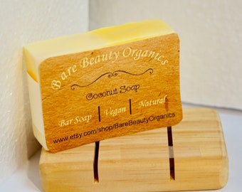 Barre de savon à la noix de coco - Fait à la main - Tout naturel - Savon fait maison - Végétalien - Biologique - Pressé à froid
