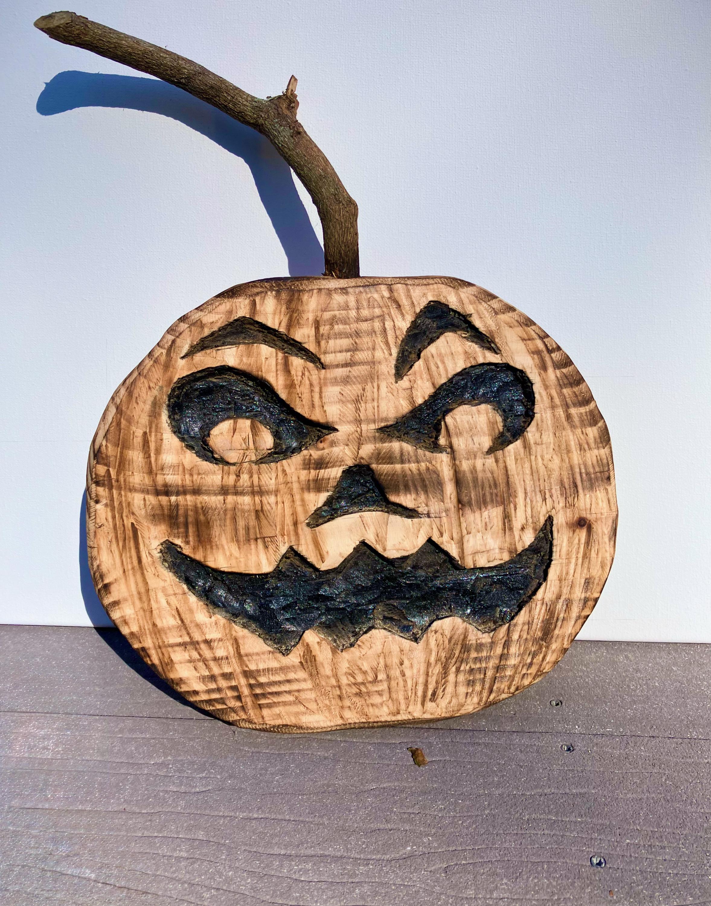 カスタム手彫り木製ジャック・オー・ランタン彫刻 - ハロウィンの 