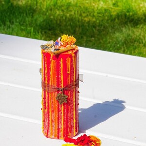 Mabon Ritual Pillar Candle, Organic Herb & Crystal Infused, Crafted for Fall Equinox Ceremony image 3
