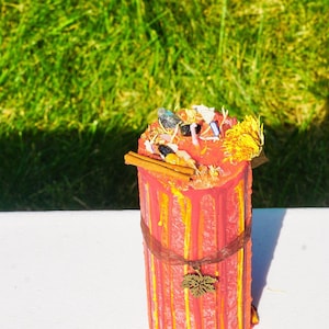 Mabon Ritual Pillar Candle, Organic Herb & Crystal Infused, Crafted for Fall Equinox Ceremony image 4