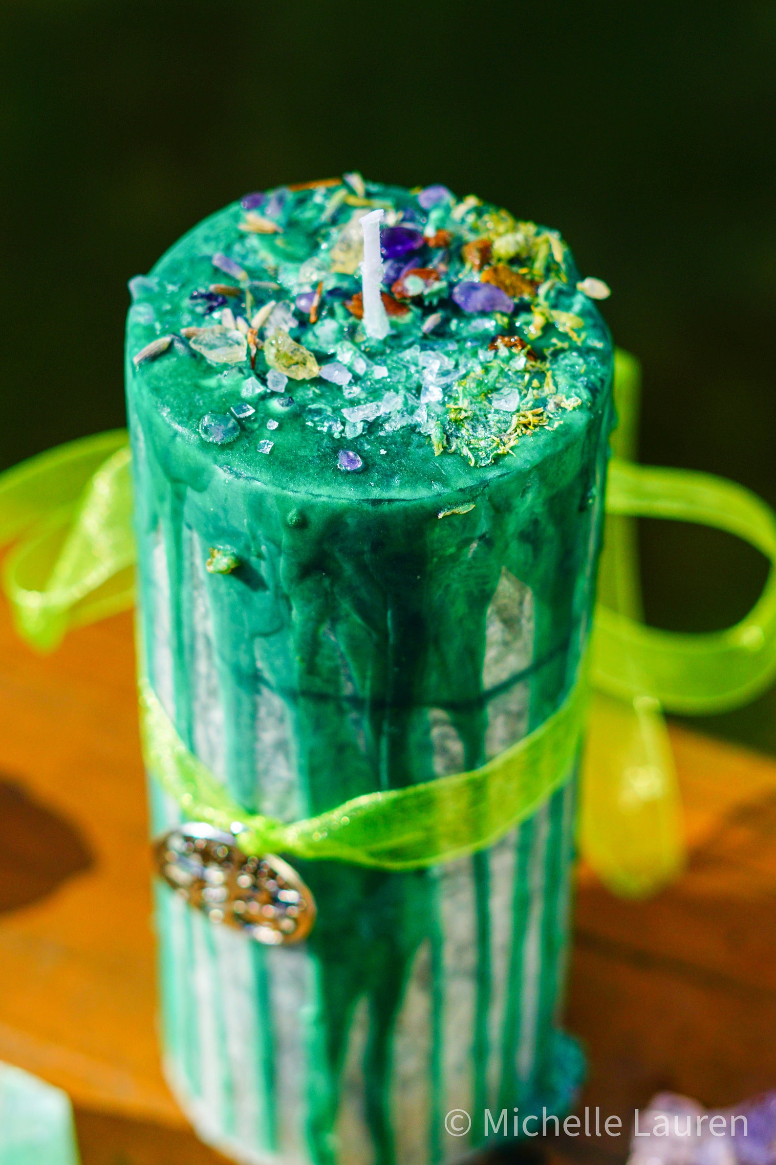 Healing Crystal Infused Pillar Candle Etsy