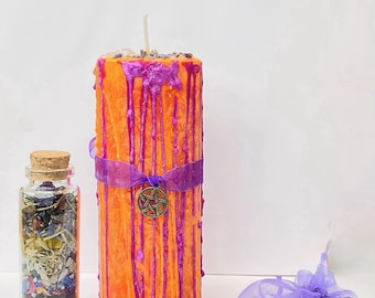 Samhain Ritual Kit, Autumn Altar Set with Candle, Spell Jar, and Stones