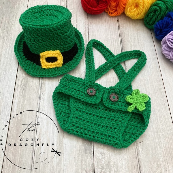 CROCHET PATTERN Baby St Patrick’s Outfit, Crochet Baby Leprechaun, Baby Shower Gift, Baby Photo Prop, Crochet Baby Costume, PDF Download