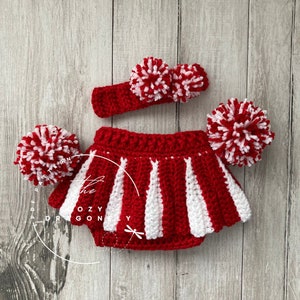 CROCHET PATTERN Baby Cheerleader Outfit, Team Spirit, Baby Diaper Cover, Photo Prop, Crochet Team Sport, Baby Cheerleader, PDF Download