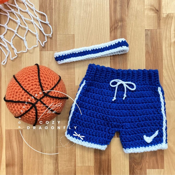 Tenue de basket-ball pour bébé MOTIF AU CROCHET, tailles 0-12 mois, short de sport pour bébé au crochet, basket-ball pour bébé, accessoire photo bébé, téléchargement PDF